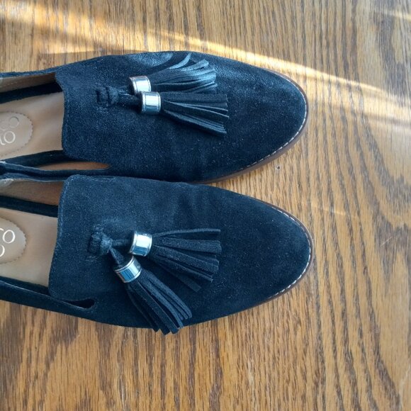 Black Suede Tassel Loafers Size 7 Classic Old Money Academia 90s Preppy Capsule - Picture 10 of 16